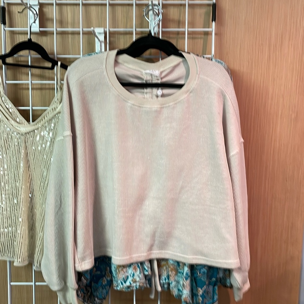 Sage The Label Womens Ruched Back Oversize Crew Neck Sweater